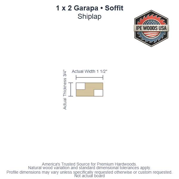 1 x 2 Garapa Shiplap Soffit board