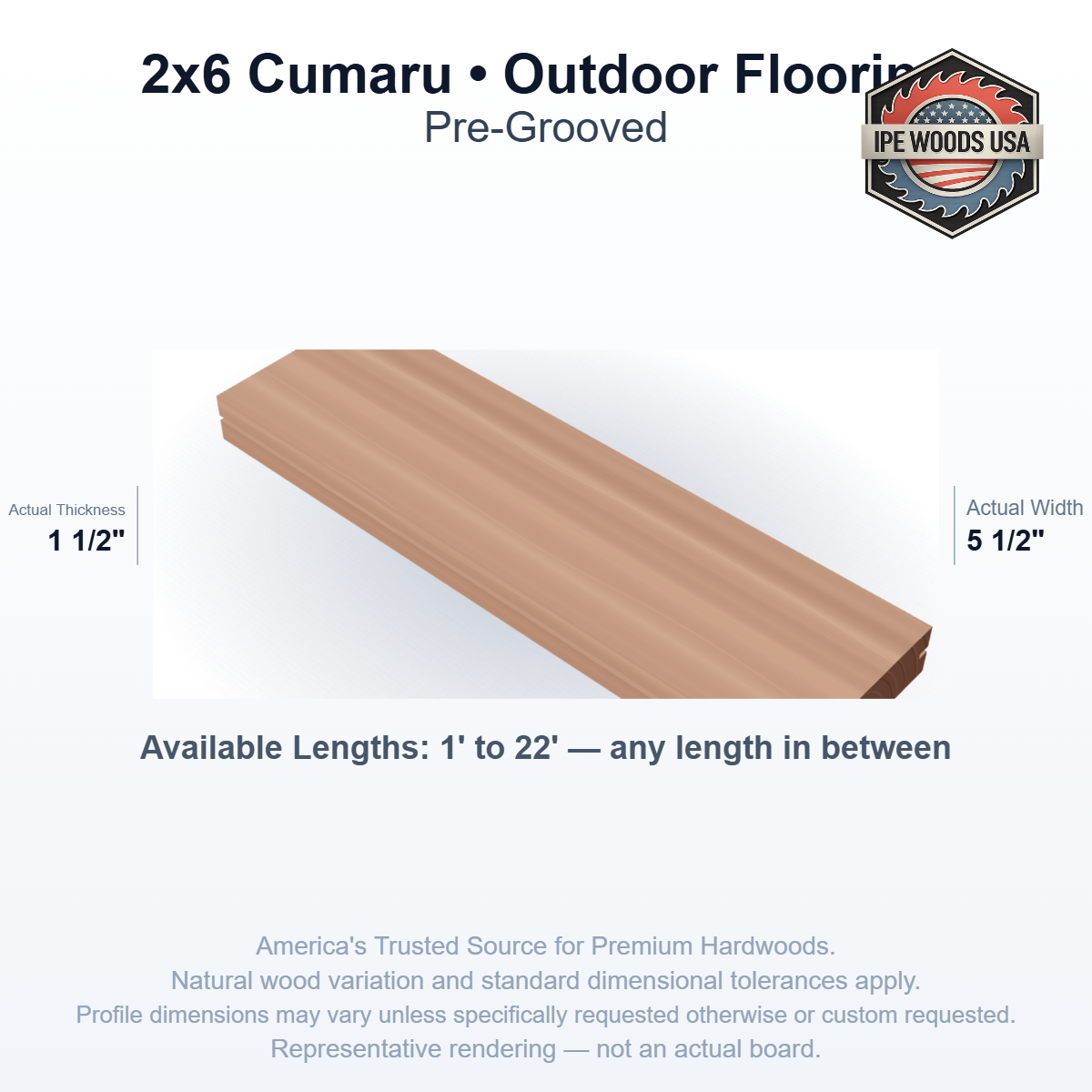 Cumaru 2 x 6 Pregrooved Outdoor Flooring board