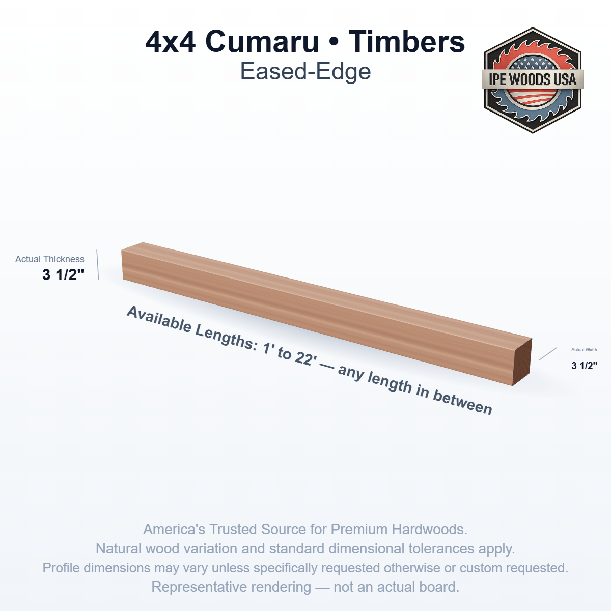 4x4 Cumaru Timbers board profile diagram — view 2