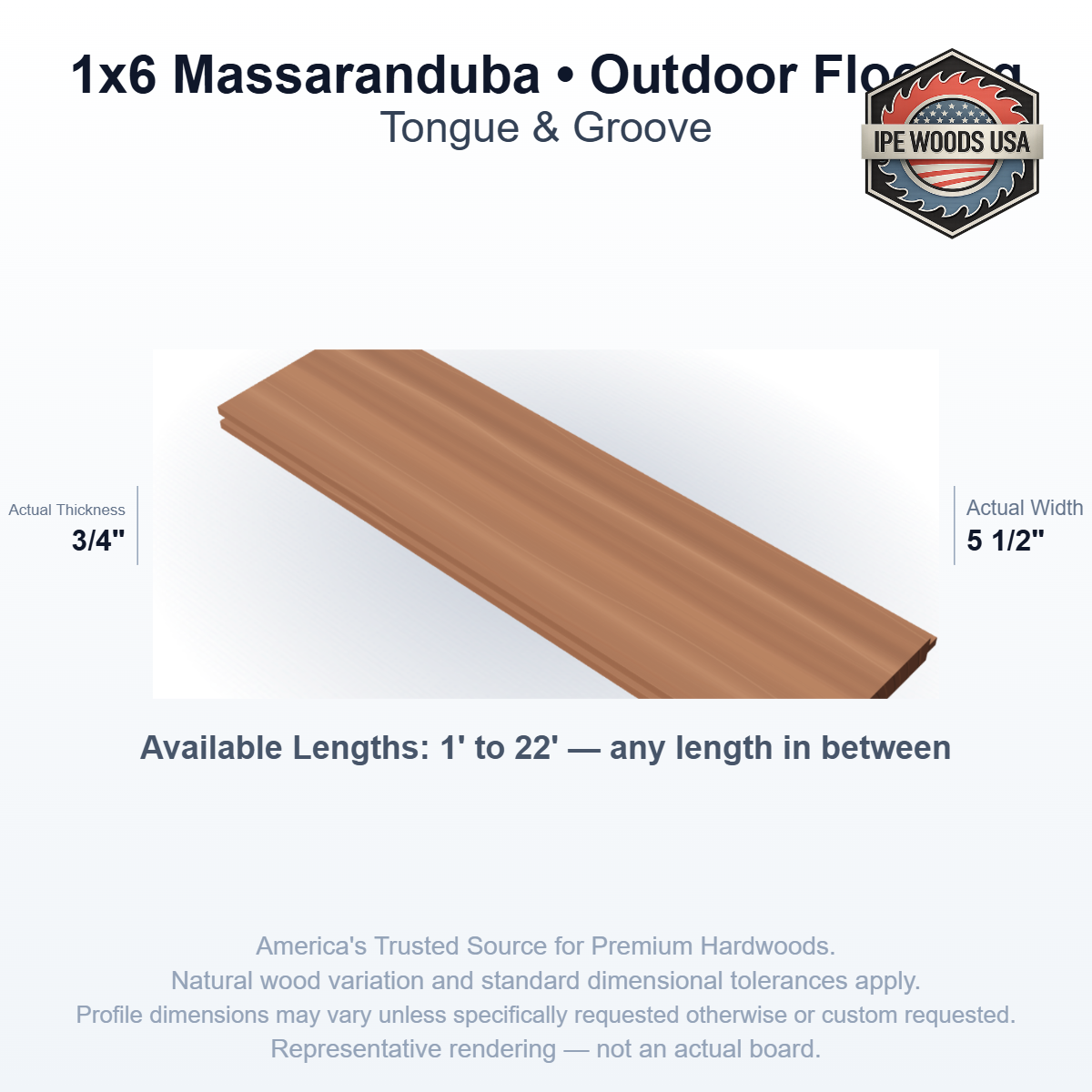 Massaranduba 1 x 6 T&G Outdoor Flooring board