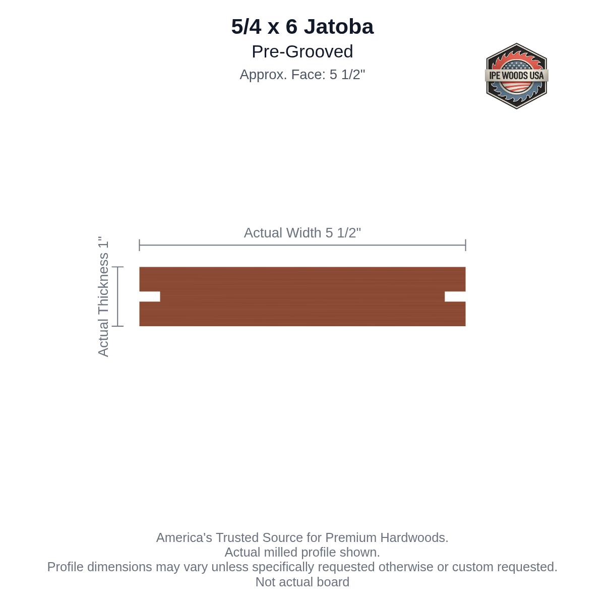 Jatoba 5/4 x 6 Pregrooved Outdoor Flooring board