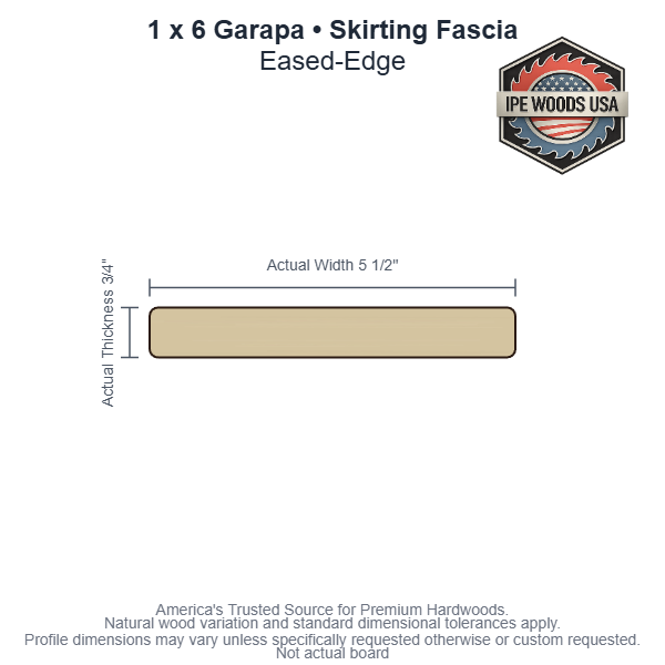 Garapa 1 x 6 Eased-Edge Skirting Fascia board