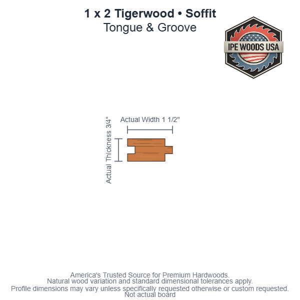 1 x 2 Tigerwood T&G Soffit board