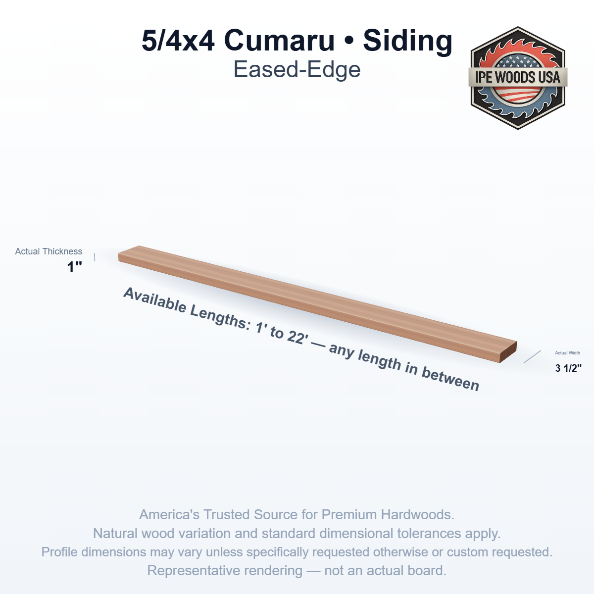 5/4x4 Cumaru Siding board profile diagram — view 2