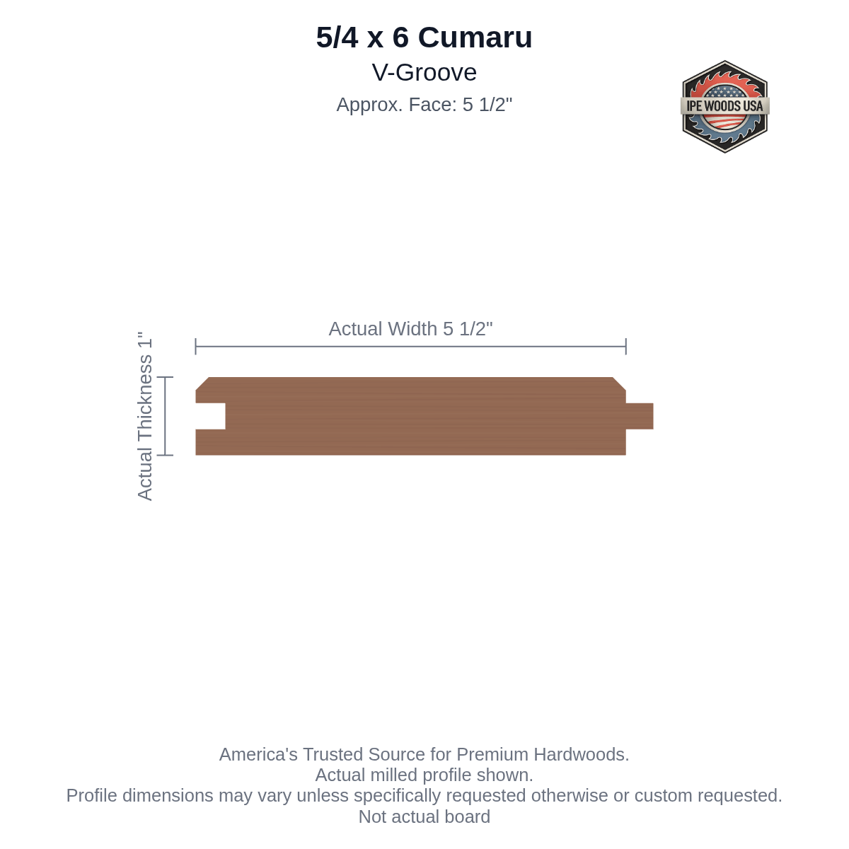 Cumaru 5/4 x 6 V-Groove Siding board
