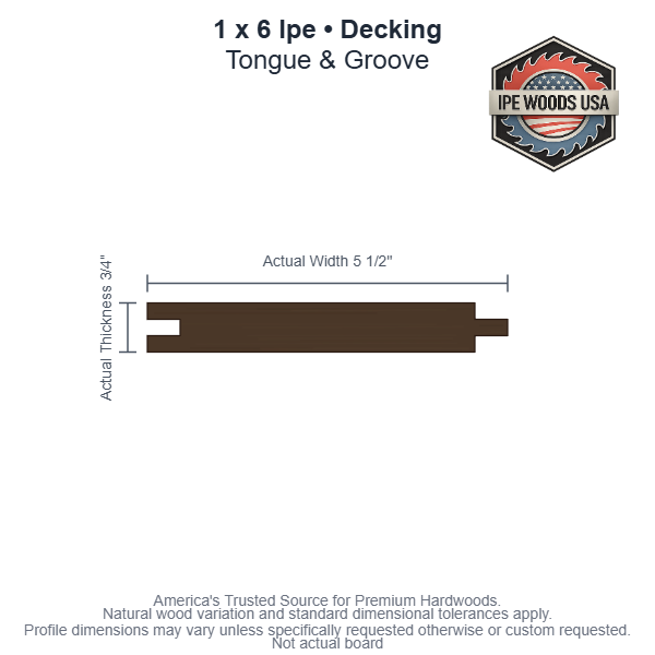 1 x 6 Ipe T&G Decking board
