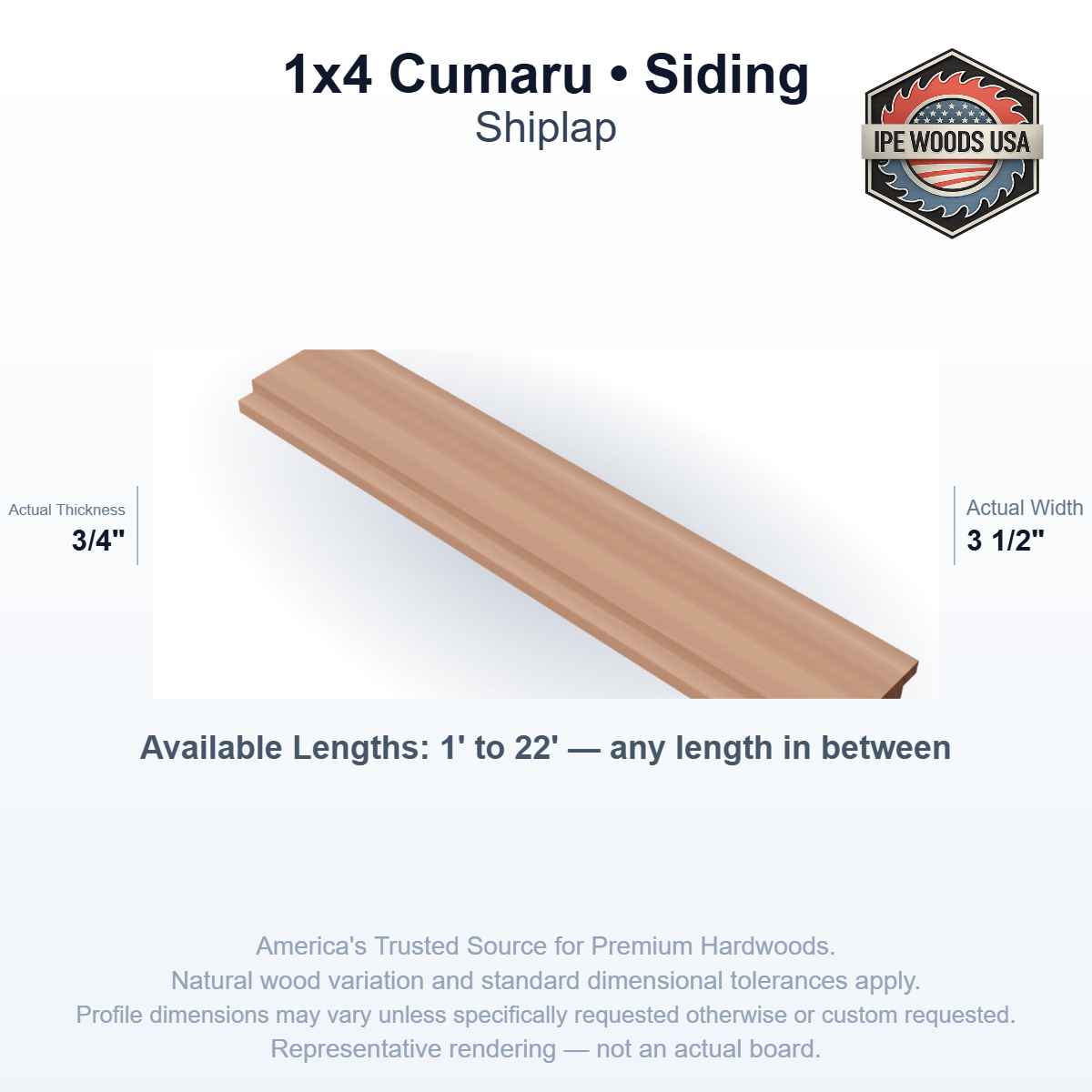 Cumaru 1 x 4 Shiplap Siding board