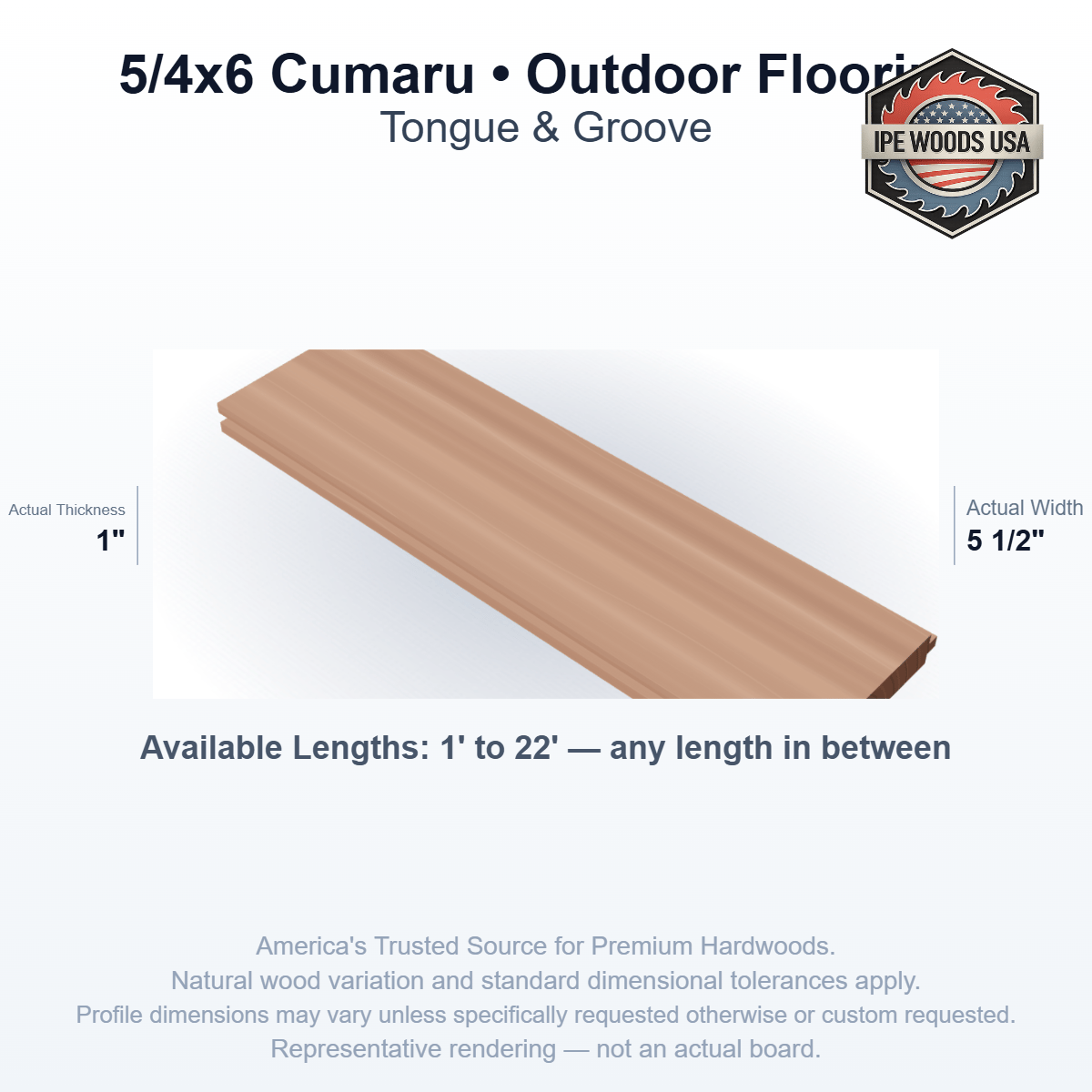 Cumaru 5/4 x 6 T&G Outdoor Flooring board