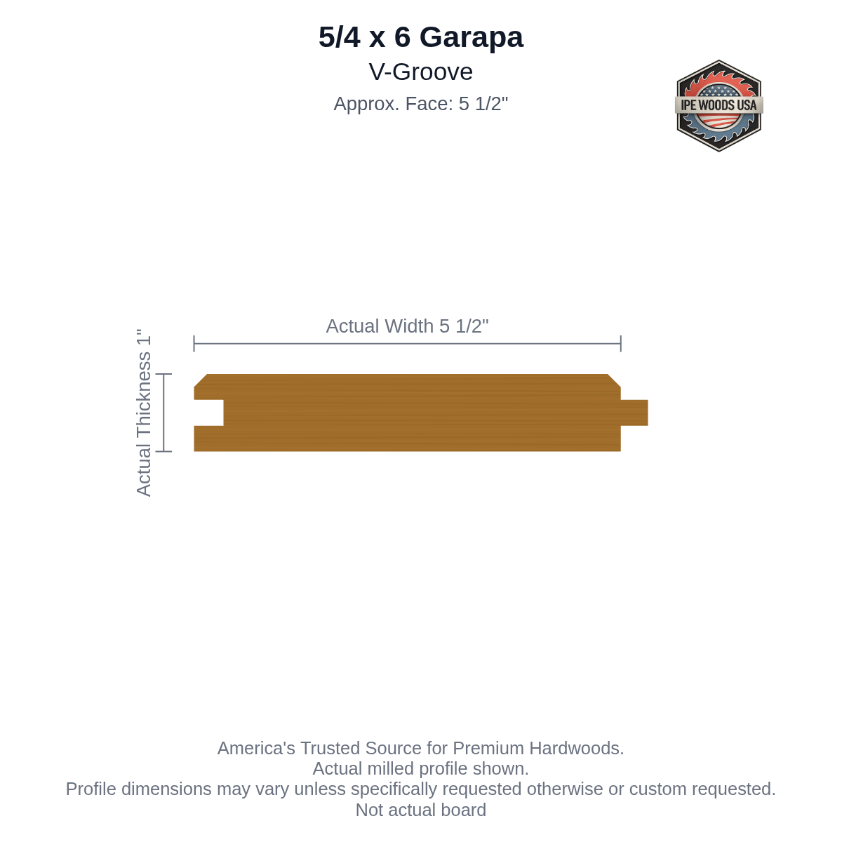 Garapa 5/4 x 6 V-Groove Siding board