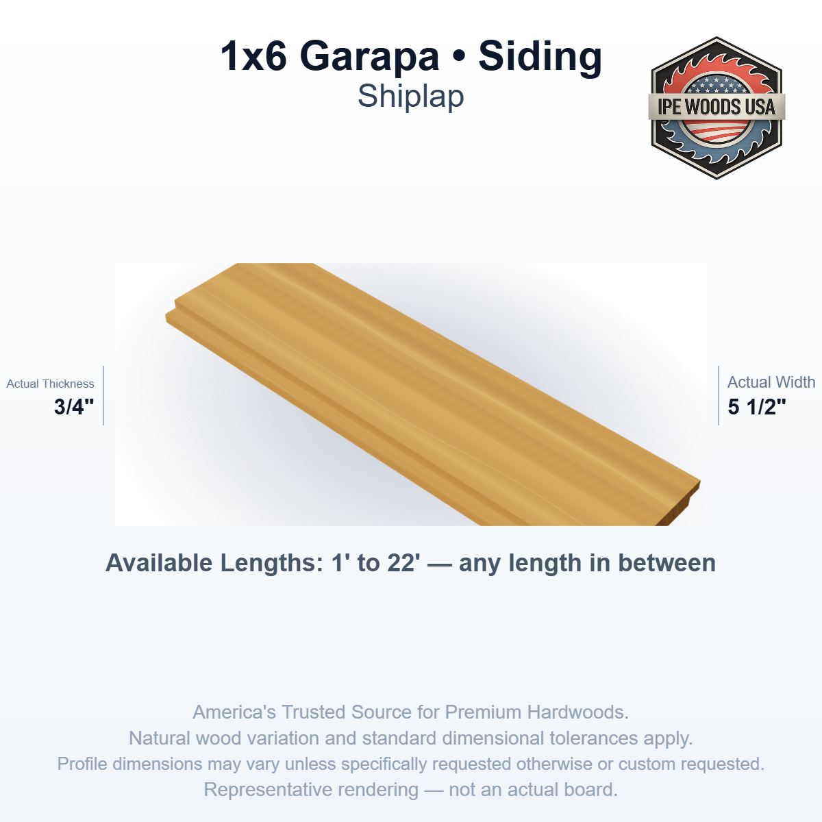 Garapa 1 x 6 Shiplap Siding board
