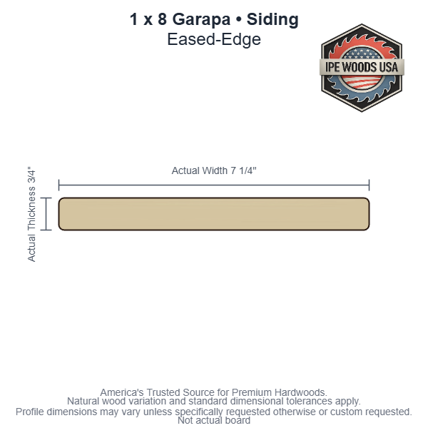 1 x 8 Garapa Eased-Edge Siding board