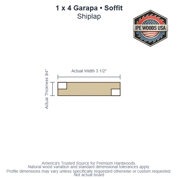 1 x 4 Garapa Shiplap Soffit board