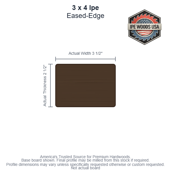 3x4 Ipe Eased-Edge Timbers board