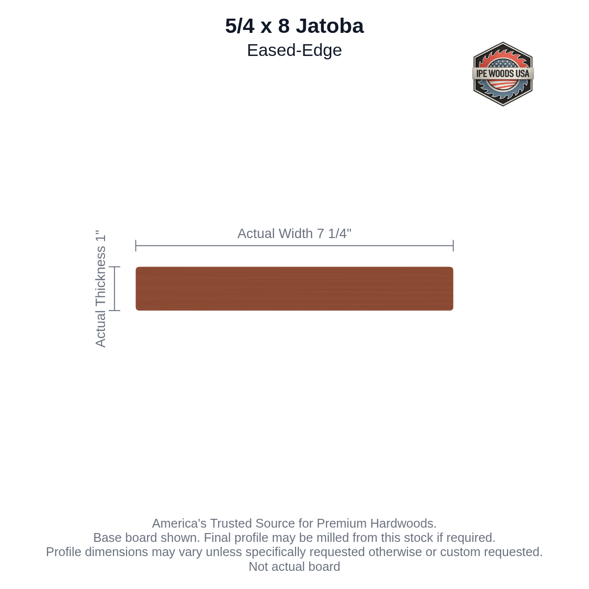 5/4x8 Jatoba Siding board profile diagram — view 1