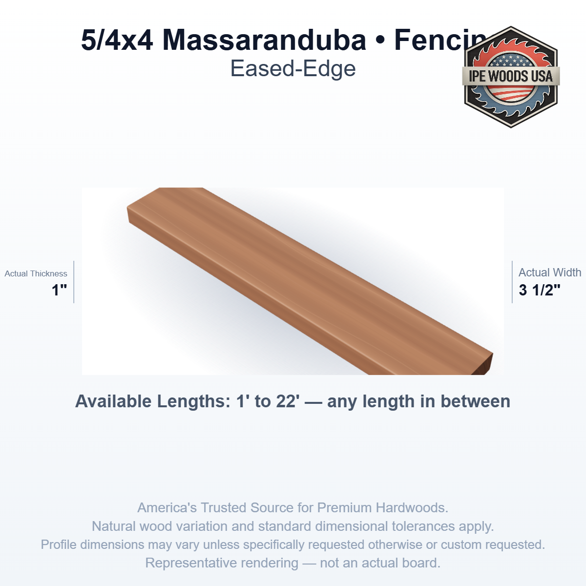 Massaranduba 5/4 x 4 Eased-Edge Fencing board