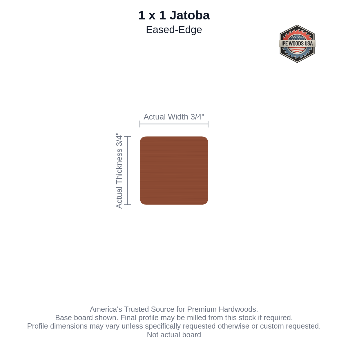 1x1 Jatoba Decking board profile diagram