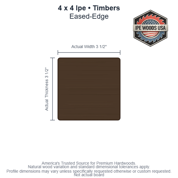 4x4 Ipe Timbers board profile diagram — view 3