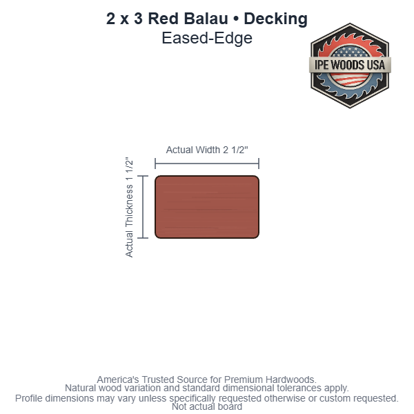 2 x 3 Red Balau Eased-Edge Decking board