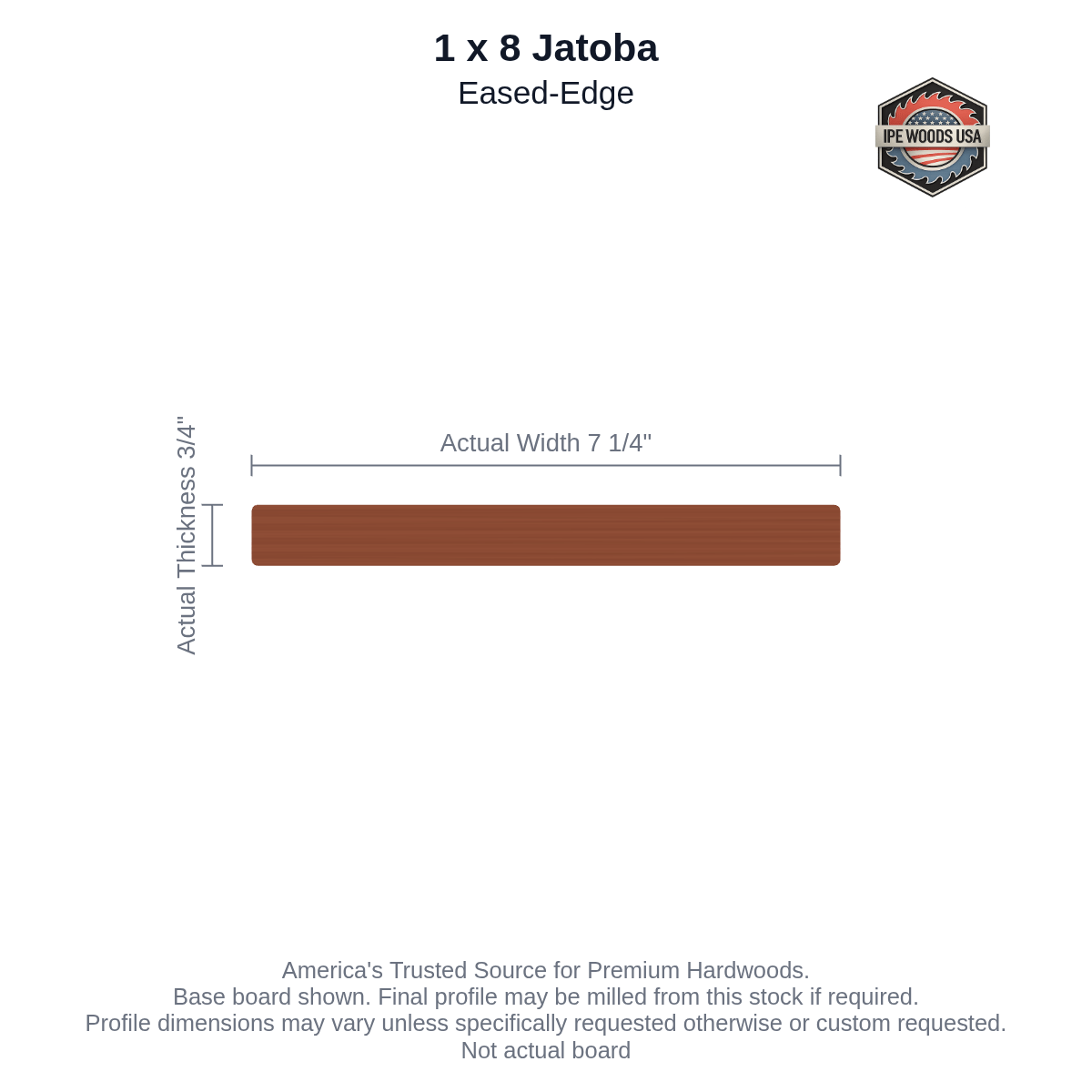 1x8 Jatoba Siding board profile diagram — view 1