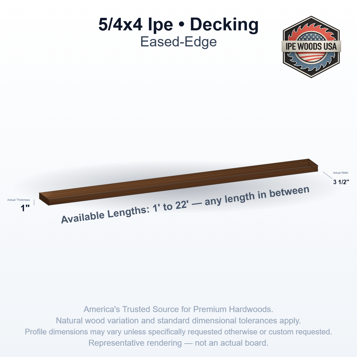5/4x4 Ipe Decking board profile diagram — view 2