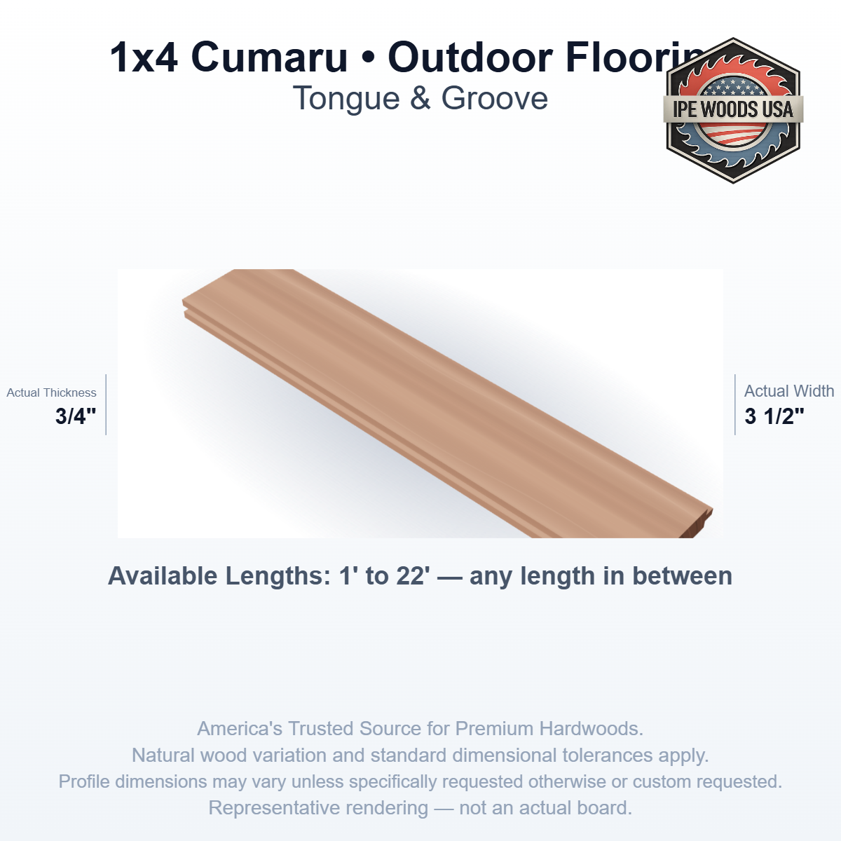 Cumaru 1 x 4 T&G Outdoor Flooring board