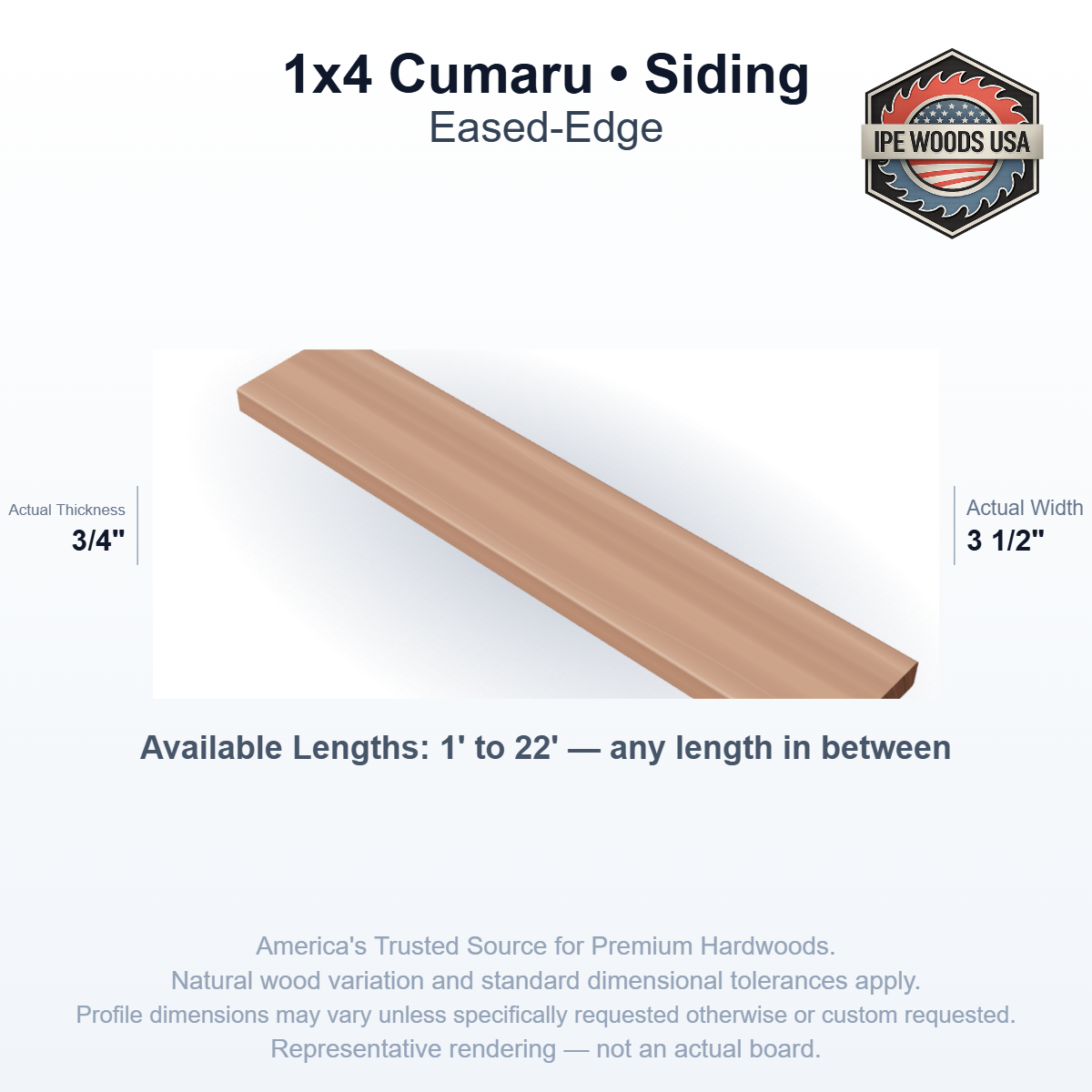 Cumaru 1 x 4 Eased-Edge Siding board