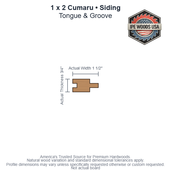 1 x 2 Cumaru T&G Siding board