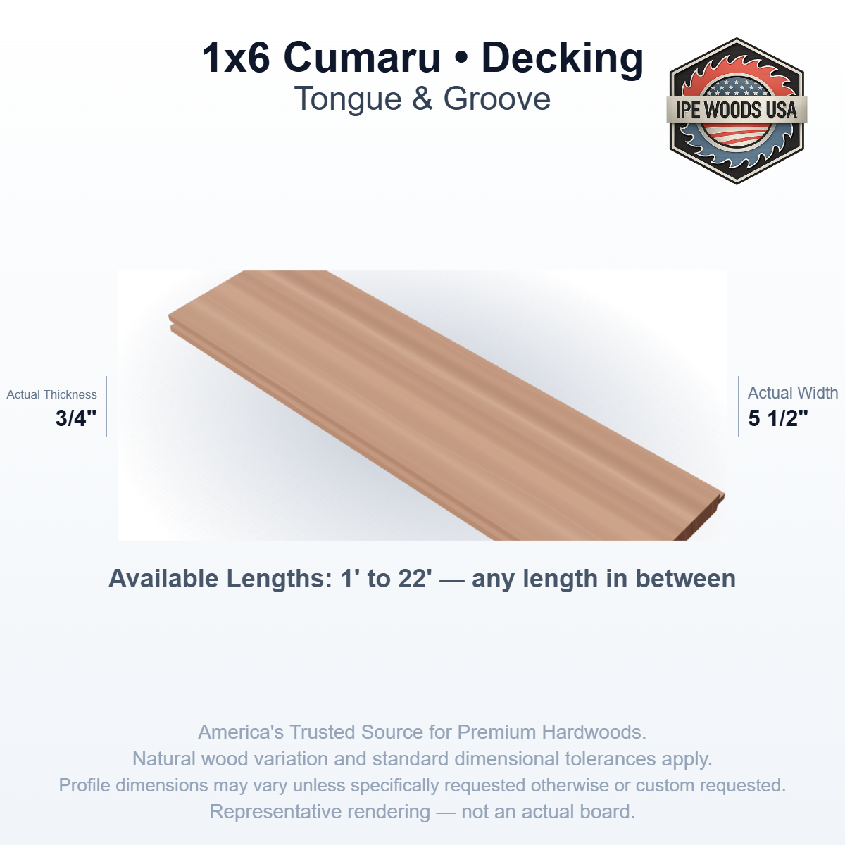 Cumaru 1 x 6 T&G Decking board