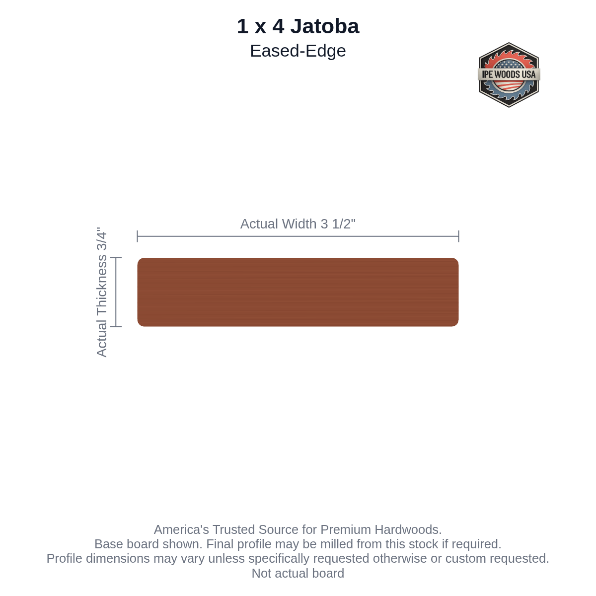 1x4 Jatoba Outdoor Flooring board profile diagram