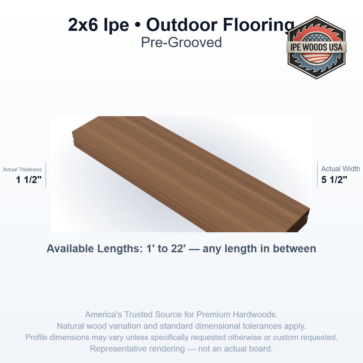Ipe 2 x 6 Pregrooved Outdoor Flooring board