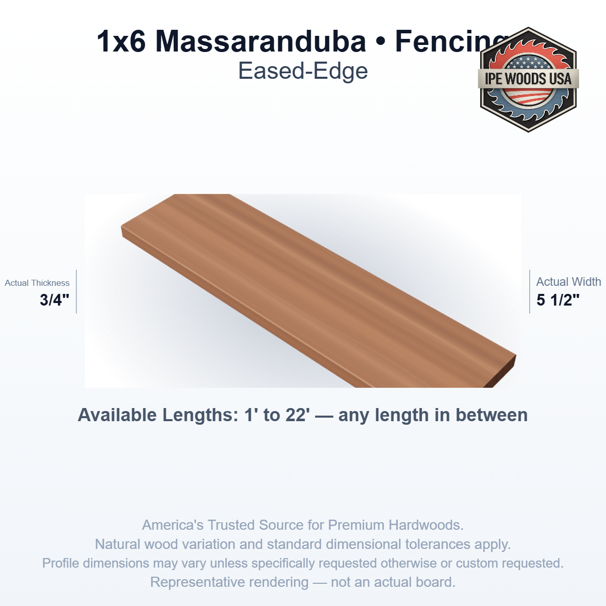 Massaranduba 1 x 6 Eased-Edge Fencing board