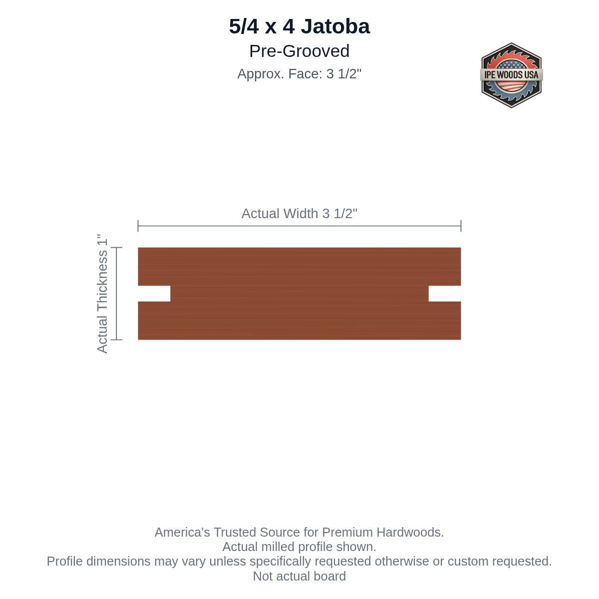 Jatoba 5/4 x 4 Pregrooved Decking board