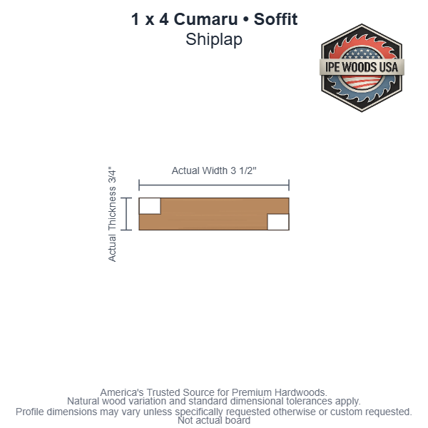 1 x 4 Cumaru Shiplap Soffit board