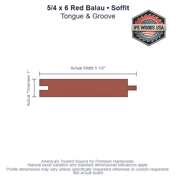 5/4 x 6 Red Balau T&G Soffit board
