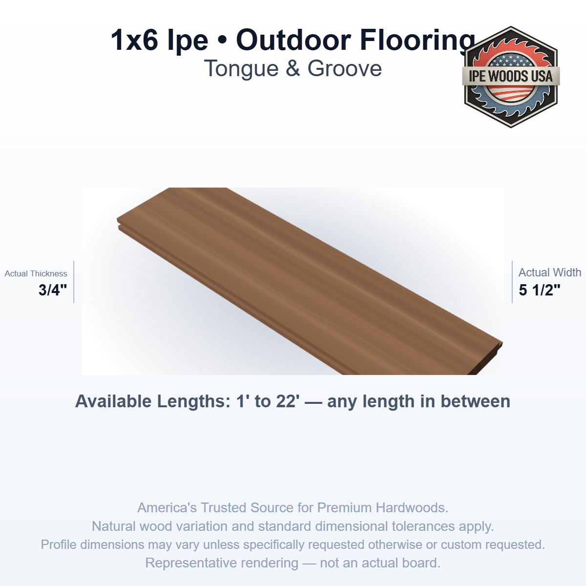 Ipe 1 x 6 T&G Outdoor Flooring board