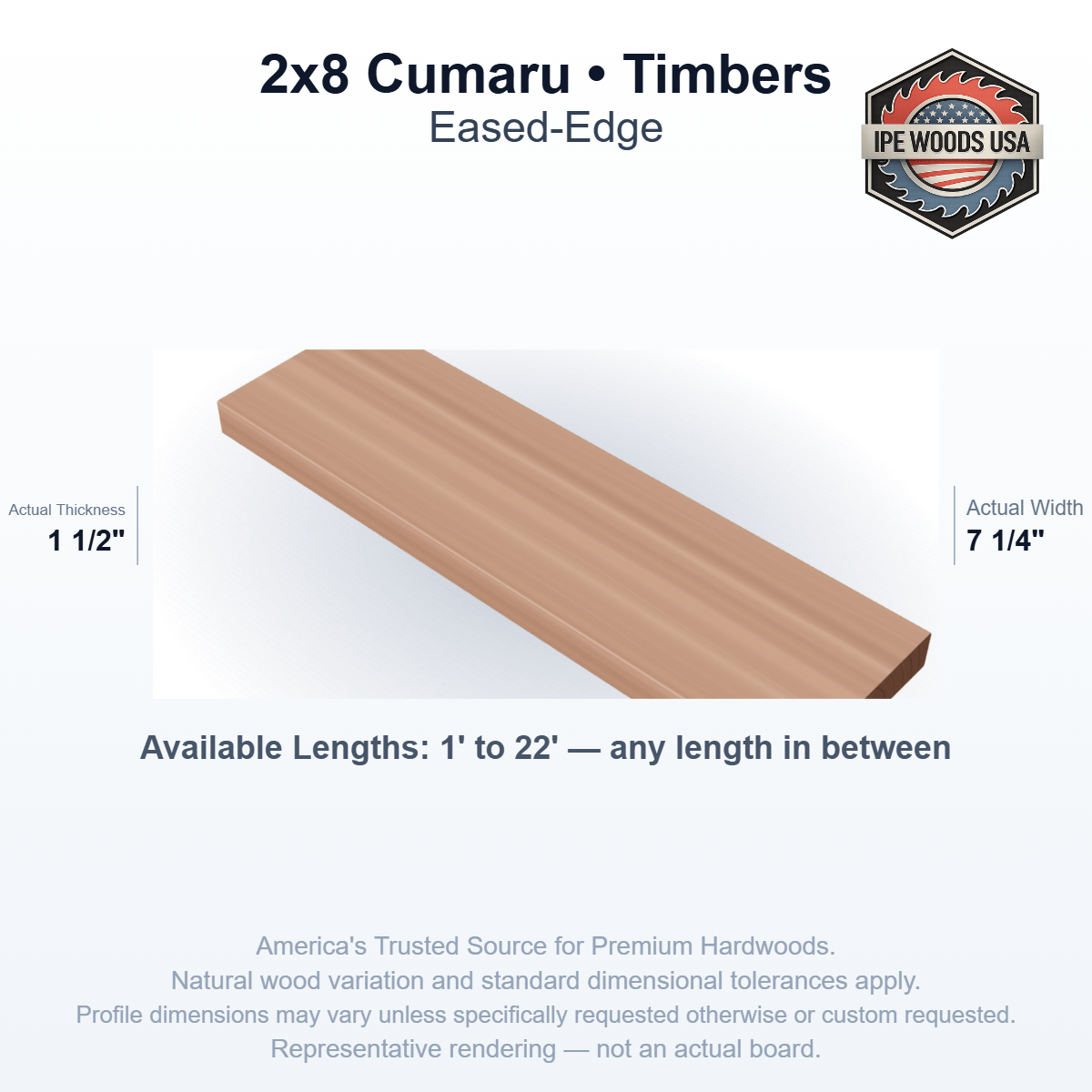 Cumaru 2 x 8 Eased-Edge Timbers board