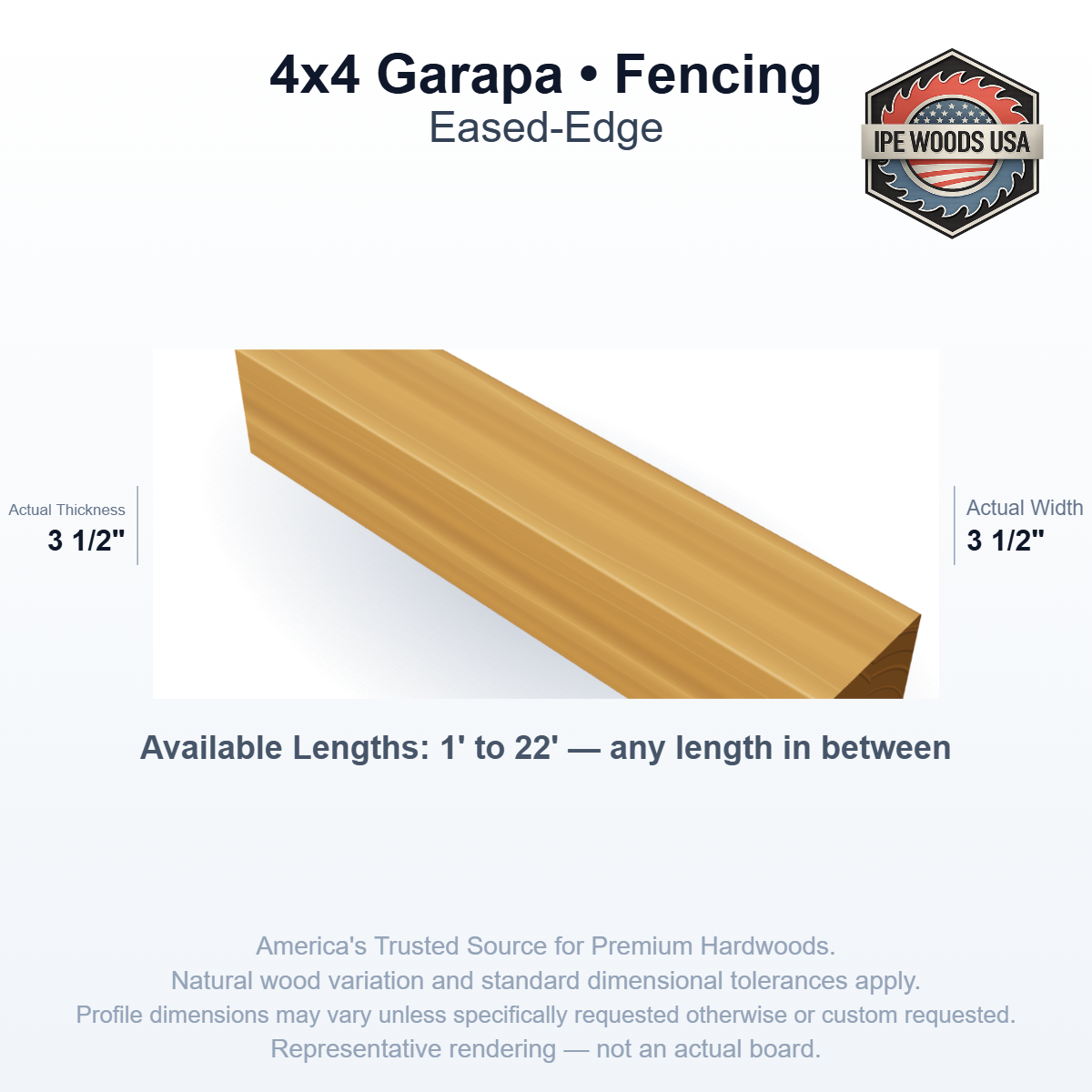 Garapa 4 x 4 Eased-Edge Fencing board