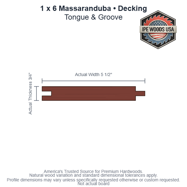1 x 6 Massaranduba T&G Decking board