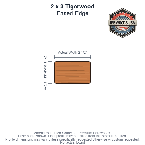 2 x 3 Tigerwood Eased-Edge Decking board