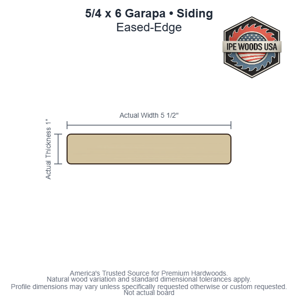 5/4x6 Garapa Siding board profile diagram — view 3