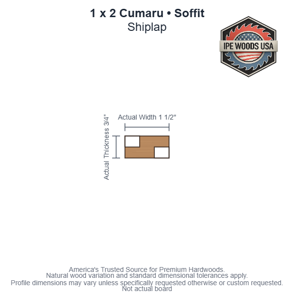 1 x 2 Cumaru Shiplap Soffit board