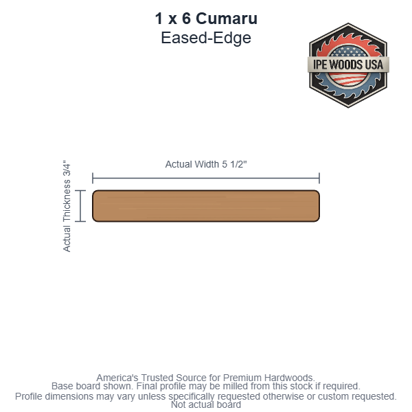 1 x 6 Cumaru Rainscreen Siding board