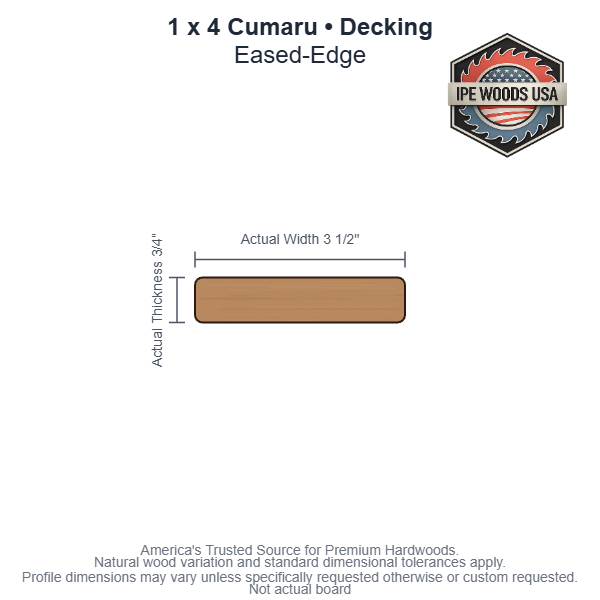1 x 4 Cumaru Eased-Edge Decking board