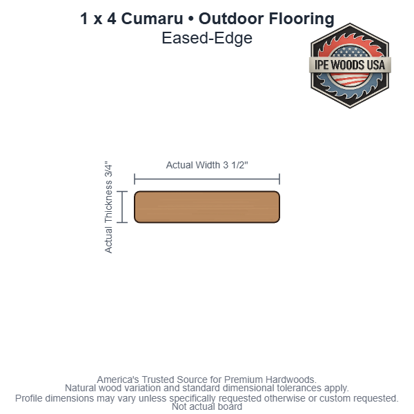 1 x 4 Cumaru Eased-Edge Outdoor Flooring board
