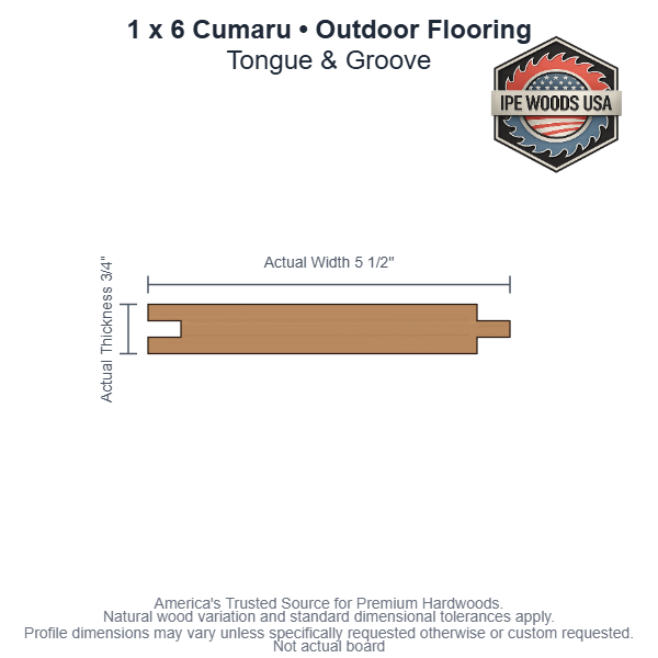 1 x 6 Cumaru T&G Outdoor Flooring board