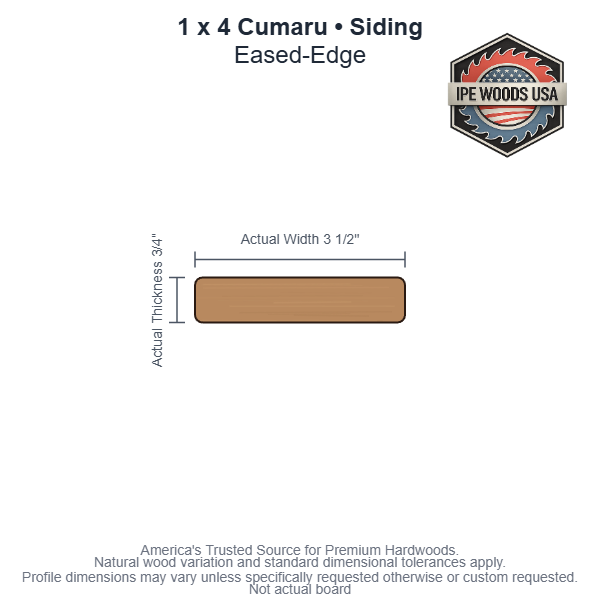1 x 4 Cumaru Eased-Edge Siding board