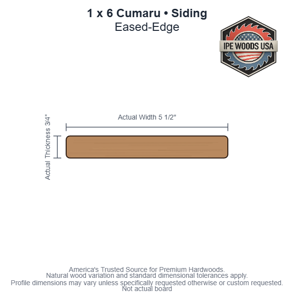 1 x 6 Cumaru Eased-Edge Siding board