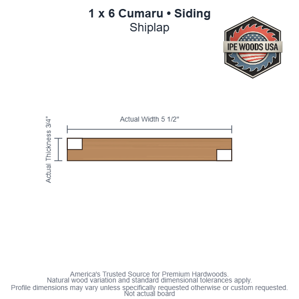 1 x 6 Cumaru Shiplap Siding board