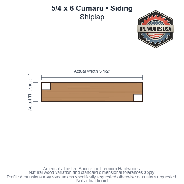 5/4 x 6 Cumaru Shiplap Siding board