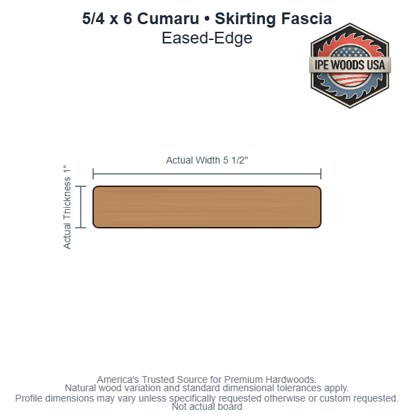 Cumaru 5/4 x 6 Eased-Edge Skirting Fascia board